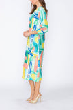 Blue Zip Front Boat Neck Dress