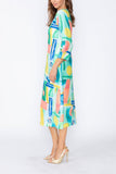 Blue Zip Front Boat Neck Dress