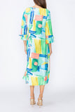 Blue Zip Front Boat Neck Dress
