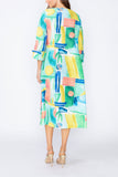 Blue Zip Front Boat Neck Dress