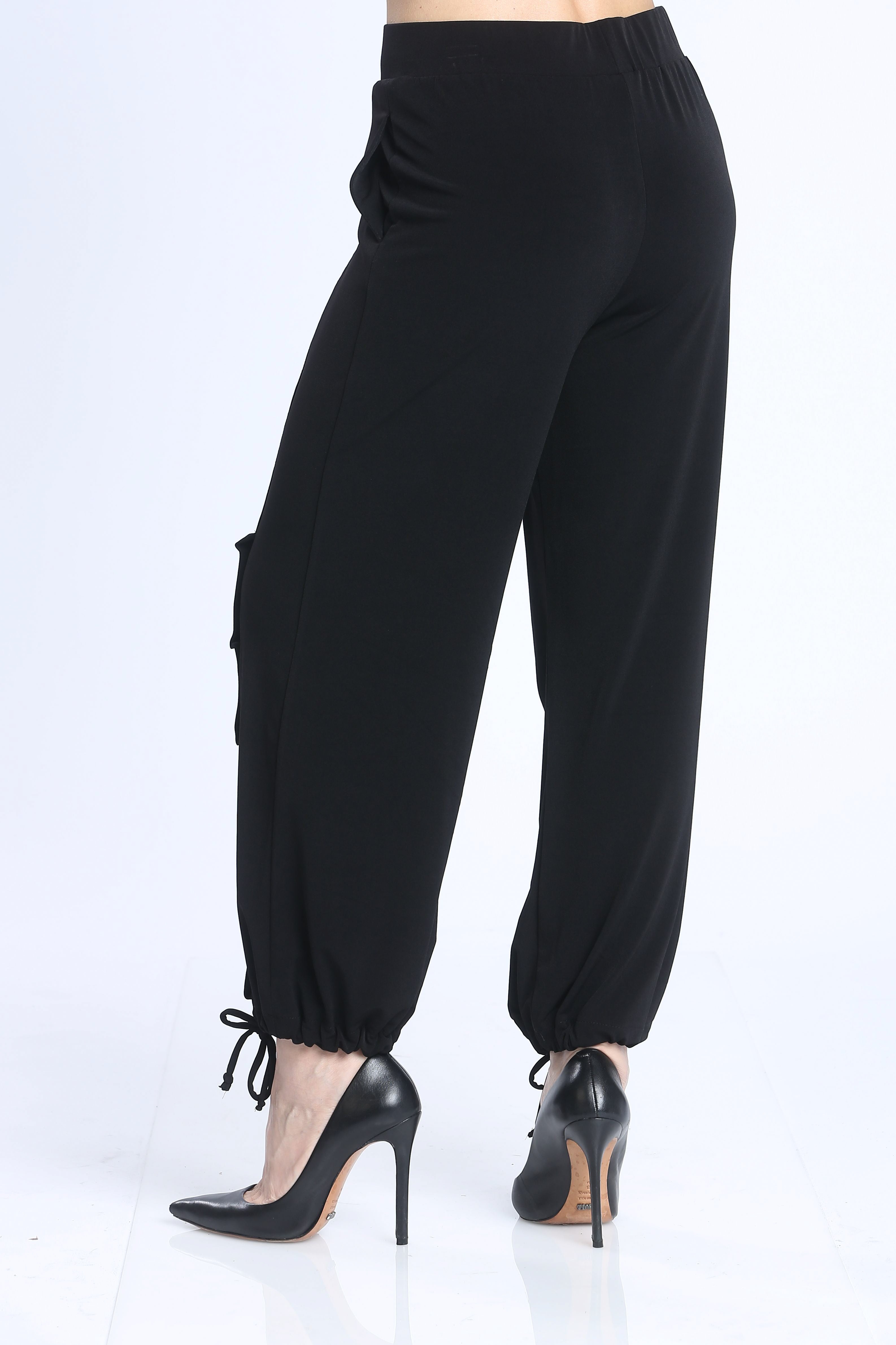 Plus Size Black Button Detailed Comfy Pants – IC Collection