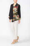 Black Japanese Print Hi Neck Jacket