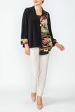 Black Japanese Print Hi Neck Jacket