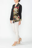 Black Japanese Print Hi Neck Jacket