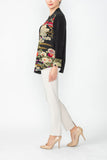 Black Japanese Print Hi Neck Jacket