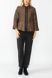 Brown Drop Sleeve Zip Jacket