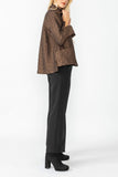 Brown Drop Sleeve Zip Jacket