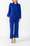 Blue Laser Cut Scarf Neck Tie Jacket
