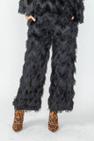 Black Wave Feather Pants