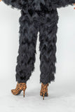 Black Wave Feather Pants