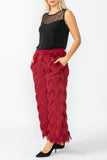 Burgundy Wave Feather Pants