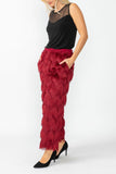 Burgundy Wave Feather Pants