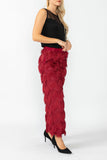 Burgundy Wave Feather Pants