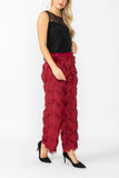 Burgundy Wave Feather Pants