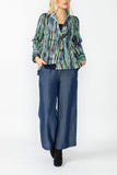 Green and Blue One Button Jacket