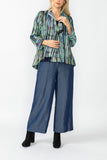 Green and Blue One Button Jacket