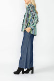 Green and Blue One Button Jacket