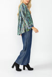 Green and Blue One Button Jacket