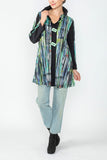 Green and Blue Bias Trim Unbalance Jacket