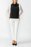 Black and White Fur On Sleeve Vest