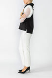 Black and White Fur On Sleeve Vest