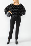 Black Poncho Round Neck Top
