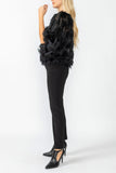 Black Poncho Round Neck Top