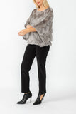 Gray Poncho Round Neck Top