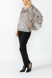 Gray Poncho Round Neck Top