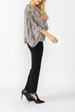 Gray Poncho Round Neck Top
