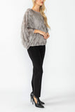 Gray Poncho Round Neck Top