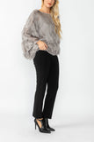 Gray Poncho Round Neck Top