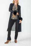 Black Feather Cuff Mesh Long Jacket