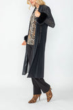 Black Feather Cuff Mesh Long Jacket