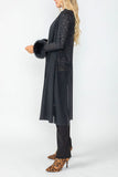 Black Feather Cuff Mesh Long Jacket