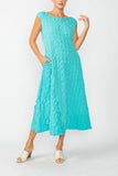 Turquoise Cap Shoulder Scoop Neck Dress
