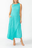 Turquoise Cap Shoulder Scoop Neck Dress