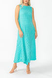 Turquoise Cap Shoulder Scoop Neck Dress