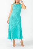 Turquoise Cap Shoulder Scoop Neck Dress