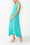 Turquoise Cap Shoulder Scoop Neck Dress