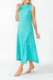 Turquoise Cap Shoulder Scoop Neck Dress