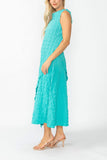 Turquoise Cap Shoulder Scoop Neck Dress