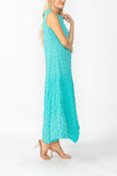 Turquoise Cap Shoulder Scoop Neck Dress