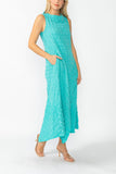 Turquoise Cap Shoulder Scoop Neck Dress