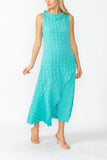Turquoise Cap Shoulder Scoop Neck Dress