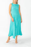 Turquoise Cap Shoulder Scoop Neck Dress