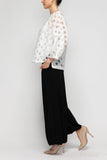 White Dolman Sleeve Wide Stand Collar