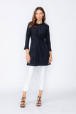 Black Shirt Collar Front Twist Tunic Top