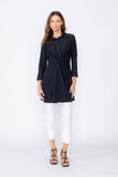Black Shirt Collar Front Twist Tunic Top