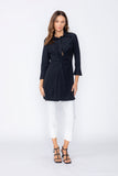 Black Shirt Collar Front Twist Tunic Top